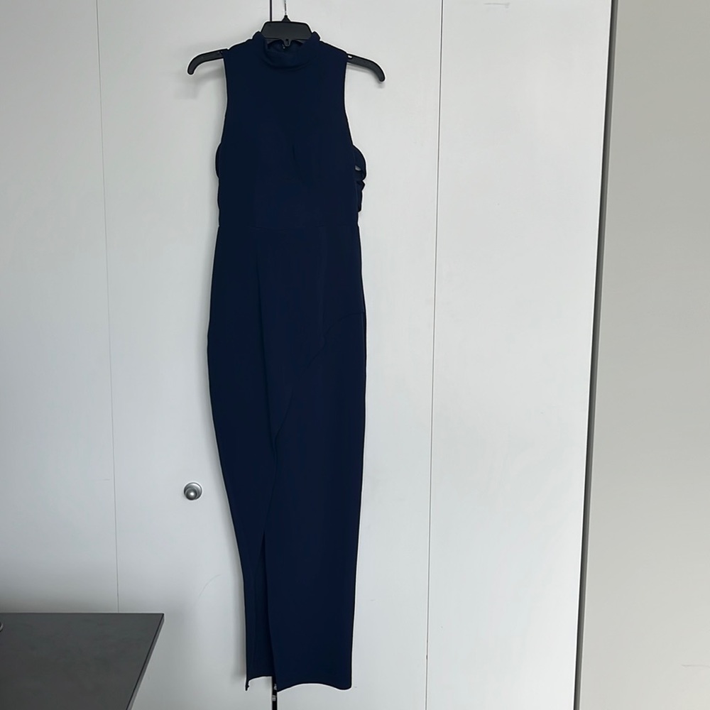 Bariano Australia - Navy High Neck Dress With Slit